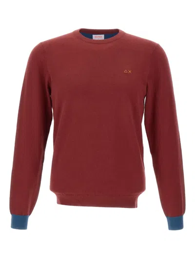 Sun 68 Elbow-patch Ribbed-cuff Sweater In Red