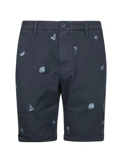 Sun 68 Embroidered Bermuda Shorts In Blue
