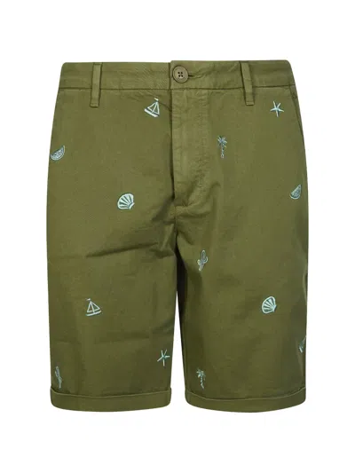Sun 68 Embroidered Bermuda Shorts In Green
