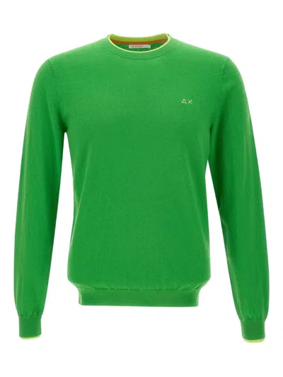 Sun 68 Embroidered Crew-neck Sweater In Green
