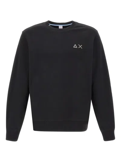 Sun 68 Embroidered-logo Crew-neck Sweater In Black