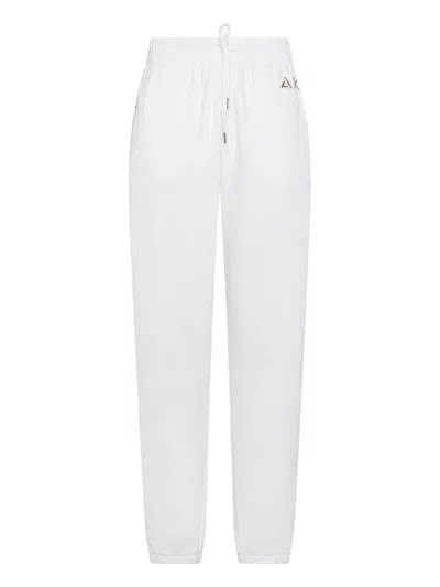 Sun 68 Embroidered-logo Drawstring Trousers In White