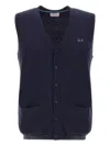 Sun 68 Embroidered Logo V-neck Gilet In Blue