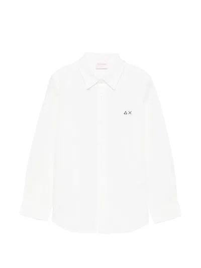 Sun 68 Hemd Mit Logo-stickerei In White