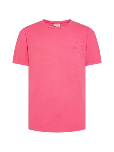 Sun 68 Embroidered-logo T-shirt In Pink