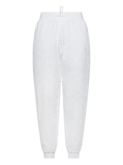 Sun 68 Eyelet-embroidered Trousers In White