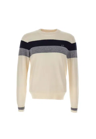 Sun 68 Fancy Wool, Viscose And Cashmere Sweater Sweater In Bianco