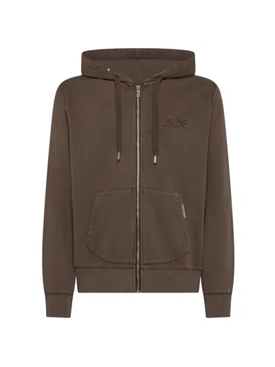 Sun 68 Fleece Zip-up Hoodie In Brown