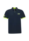 Sun 68 Small Stripe Cotton Polo Shirt In Blue