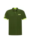 Sun 68 Fluo Logo Cotton Polo Shirt In Green