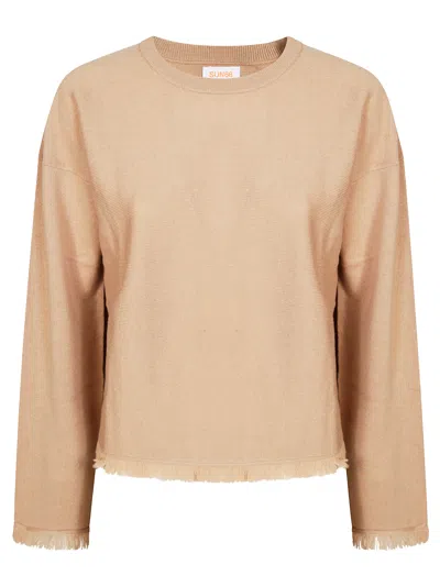 Sun 68 Fringe Knit Sweater For Women - Fall/winter 2025 In Beige