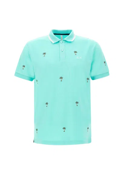 Sun 68 Full Embrodery Polo Shirt Cotton In Green