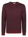 Sun 68 Textured Zigzag Knit Sweater With Crew Neckline In Bordeaux