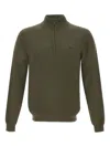 Sun 68 Half-zip Logo-embroidered Sweater In Green