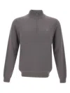 Sun 68 Half-zip Ribbed Sweater In Gray