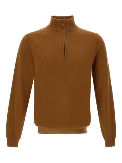 Sun 68 Half-zip Sweater In Brown
