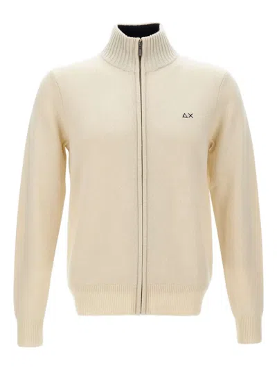 Sun 68 High-neck Zip-up Cardigan In Metallic