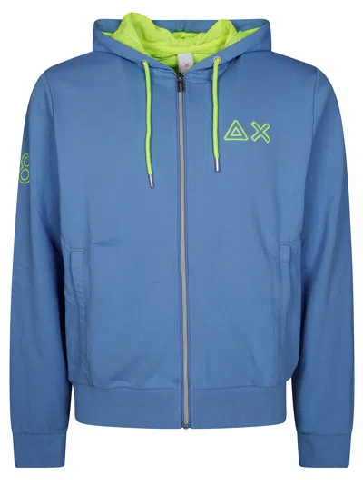 Sun 68 Hoodie Zip Logo Fluo In Beige