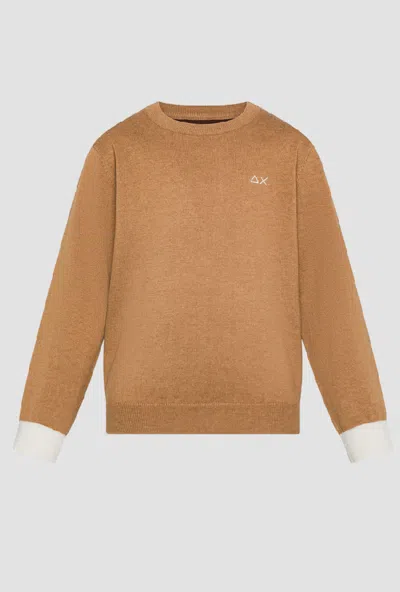 Sun 68 Kids' Knitted Collar Baby Camel In Brown