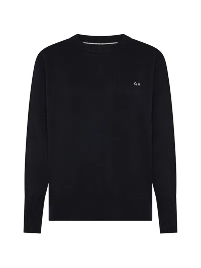 Sun 68 Logo Crew Neck Sweater In Blue