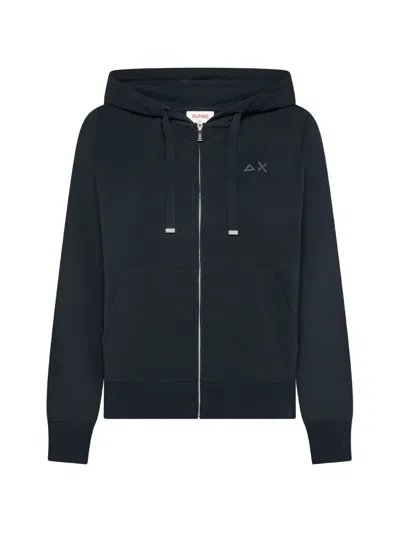 Sun 68 Logo-detail Hoodie In Blue