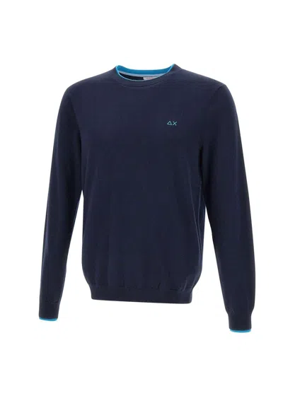 Sun 68 Logo Detailed Crewneck Jumper In Blue