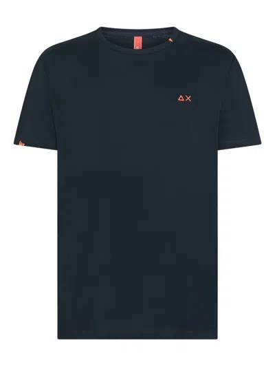Sun 68 Logo-embroidered Crew-neck T-shirt In Blue