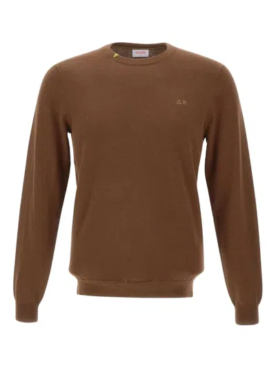 Sun 68 Logo-embroidered Ribbed-cuff Sweater In Multi