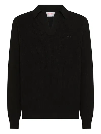 Sun 68 Logo-embroidered Sweater In Black