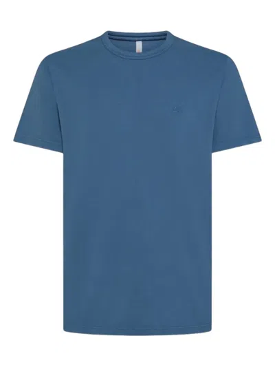 Sun 68 Logo-embroidered T-shirt In Blue