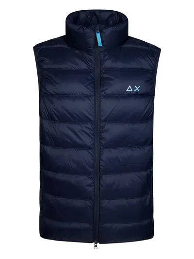 Sun 68 Logo Padded Gilet In Blue