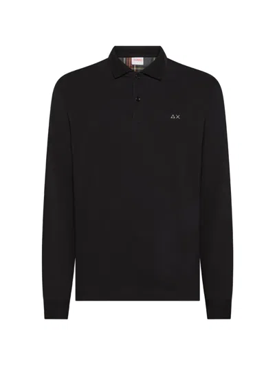 Sun 68 Logo Polo Shirt In Black
