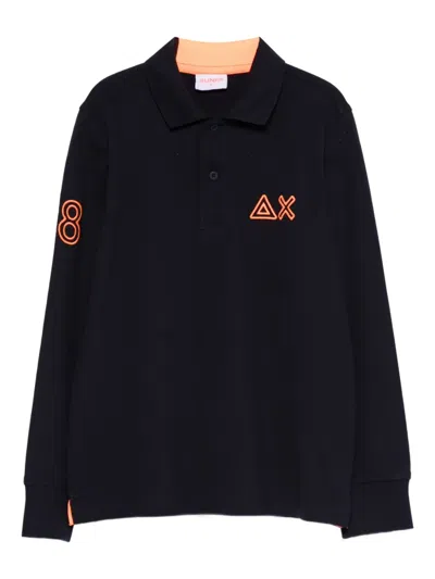 Sun 68 Kids' Logo Polo Shirt In Black