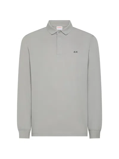 Sun 68 Logo Polo Shirt In Gray