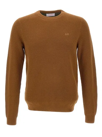 Sun 68 Logo Sweater In Brown