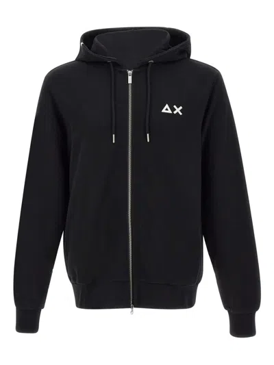 Sun 68 Logo Zip Sweatshirt In Black