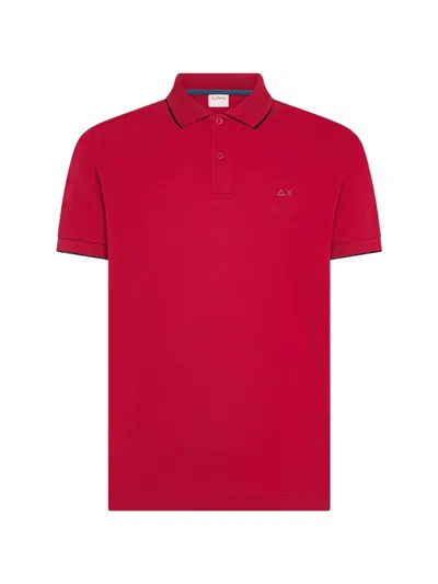 Sun 68 Logo-embroidered Piqué Polo Shirt In Red