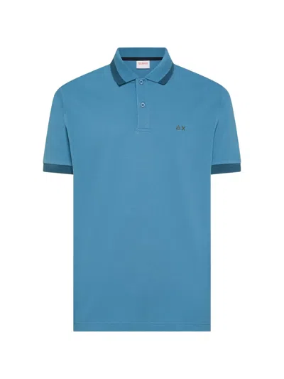 Sun 68 Logo-embroidered Piqué Polo Shirt In Blue