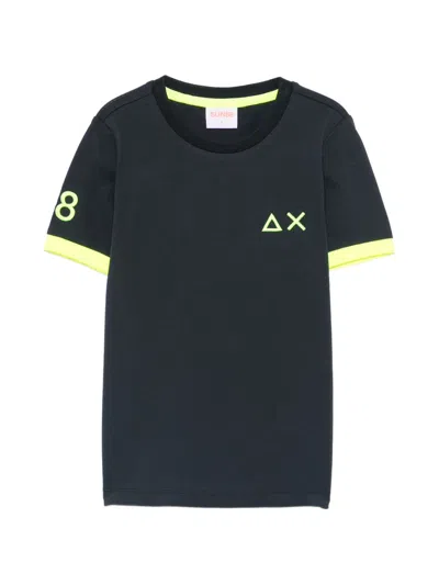 Sun 68 Piqué-t-shirt Mit Logo-stickerei In Blue