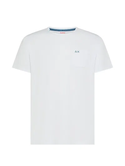 Sun 68 Logo-embroidered Pocket T-shirt In White