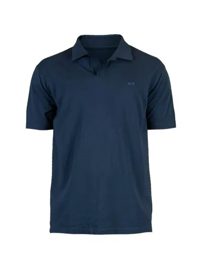 Sun 68 Logo-embroidered Polo Shirt In Blue
