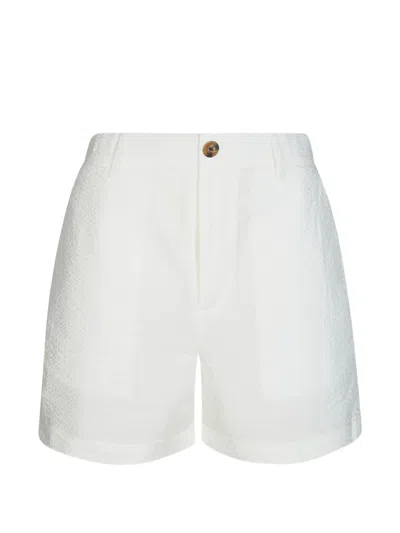 Sun 68 Logo-embroidered Shorts In White