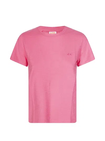 Sun 68 Logo-embroidered T-shirt In Pink