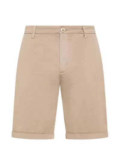 Sun 68 Logo-embroidered Turn-up Shorts In Neutral