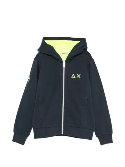 Sun 68 Logo-embroidered Zip-up Hoodie In Blue
