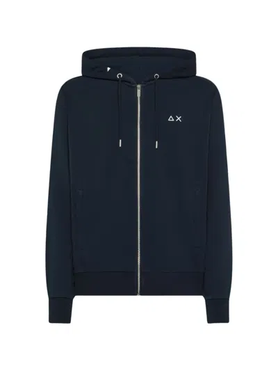 Sun 68 Logo-embroidery Hoodie In Blue