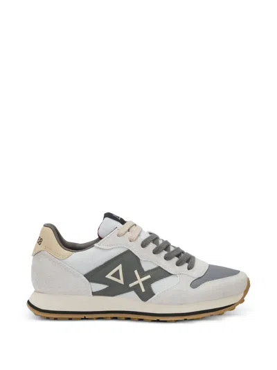 Sun 68 Logo-patch Suede-panel Sneakers In White