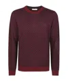 Sun 68 Textured Zigzag Knit Sweater With Crew Neckline In Red