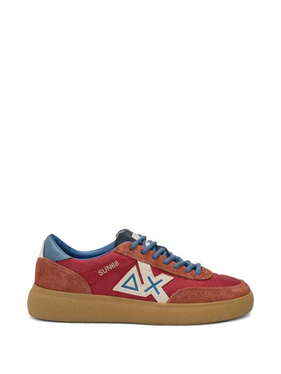 Sun 68 Luis Logo Patch Sneakers In Red
