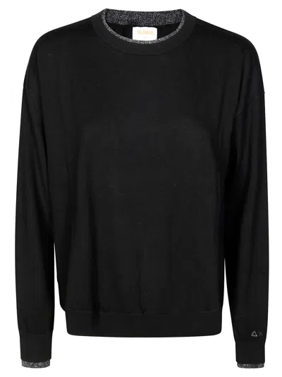 Sun 68 Lurex Knit Cardigan For Women In Nero